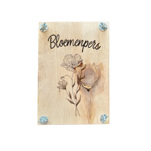 Houten bloemenpers - gegraveerd