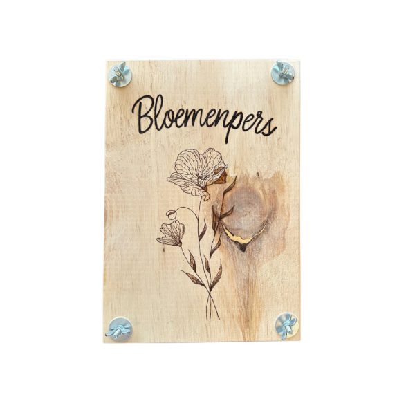 Houten bloemenpers - gegraveerd